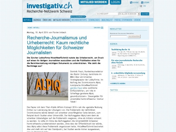 http://www.investigativ.ch/aktuell/detail/recherche-journalismus-und-urheberrecht-kaum-rechtliche-moeglichkeiten-fuer-schweizer-journalisten.html