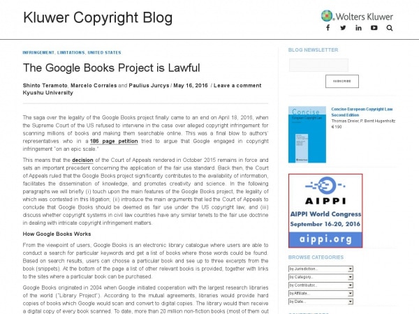 http://kluwercopyrightblog.com/2016/05/16/the-google-books-project-is-lawful/