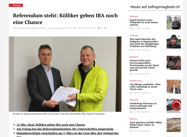 Zum Kostenargument beim EW-Kölliken-Referendum