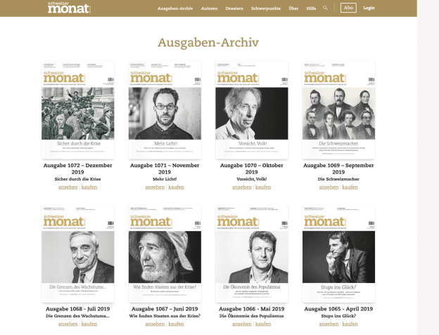 Archiv der Zeitschrift «Schweizer Monat»