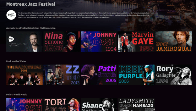 Ausgewählte Konzerte des Montreux Jazz Festival auf Play Suisse