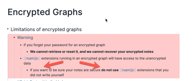 RoamJS Extensions in verschlüsselten Roam Graphen