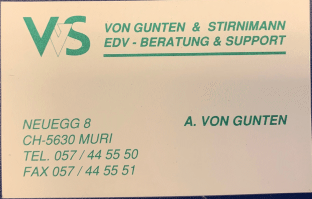 Meine Visitenkarte aus den frühen 1990er
