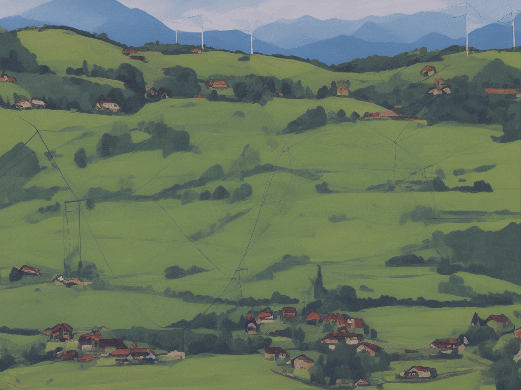 Quelle: Dreamstudio.ai - Prompt: landscape aargau with power line painted modern, Stable Diffusion 1.5