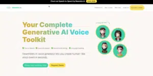 Screenshot Website Resemble.ai am 7.12.2022