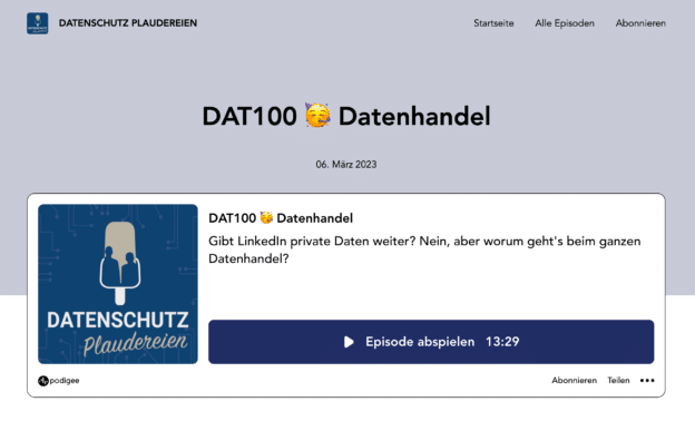Hundert Episoden der Datenschutz Plaudereien