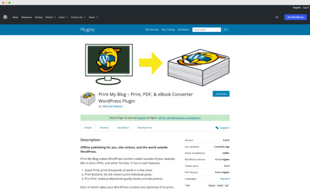 Konvertiere alle Deine WordPress-Blogbeiträge in ein PDF mit Print My Blog Quick Print