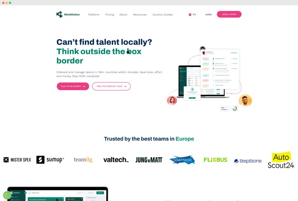 Screenshot WorkMotion Website - 22. Januar 2024
