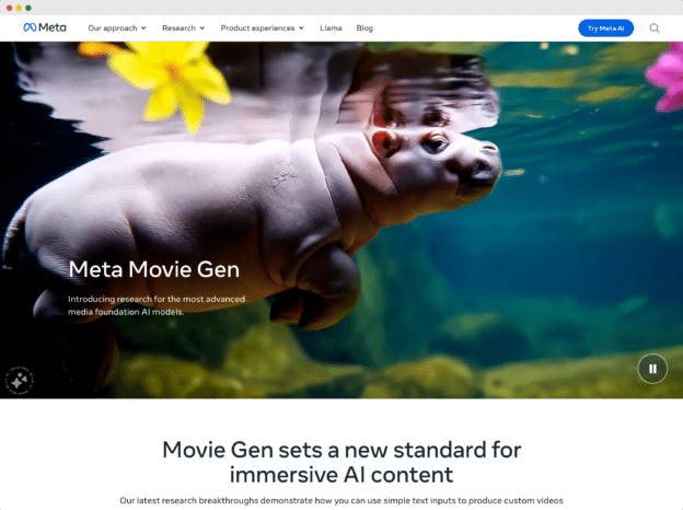 Meta kündigt Movie Gen an, einen KI-gestützten Videogenerator