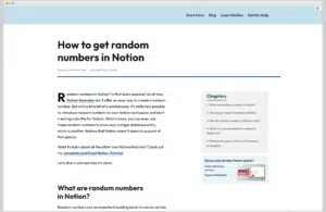 Screenshot Blogpost «How to get random numbers in Notion»